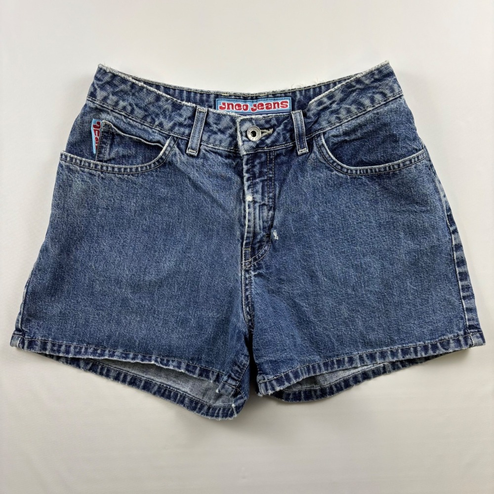 Vintage JNCO Jeans Girlie Stuff Classix Shorts Blue Denim Embroidered Size 3 USA